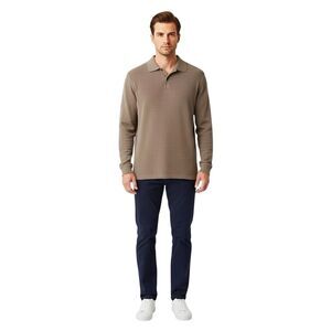 JOHN ASHFORD Mens Sweater Sz Medium Collar Brown Granpacore Corpcore Preppy